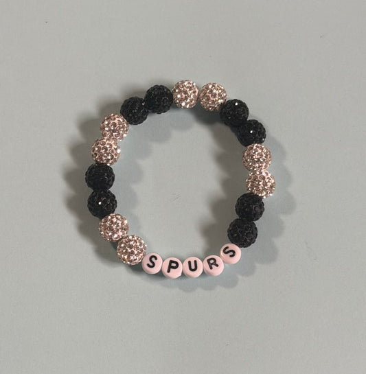 Large silver and black beads with SPURS